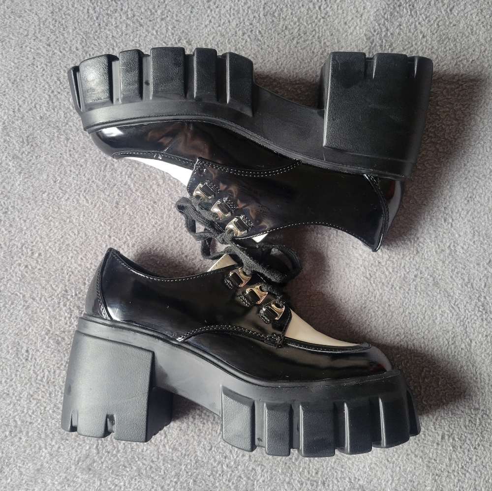 madden girl black platform oxfords loafers